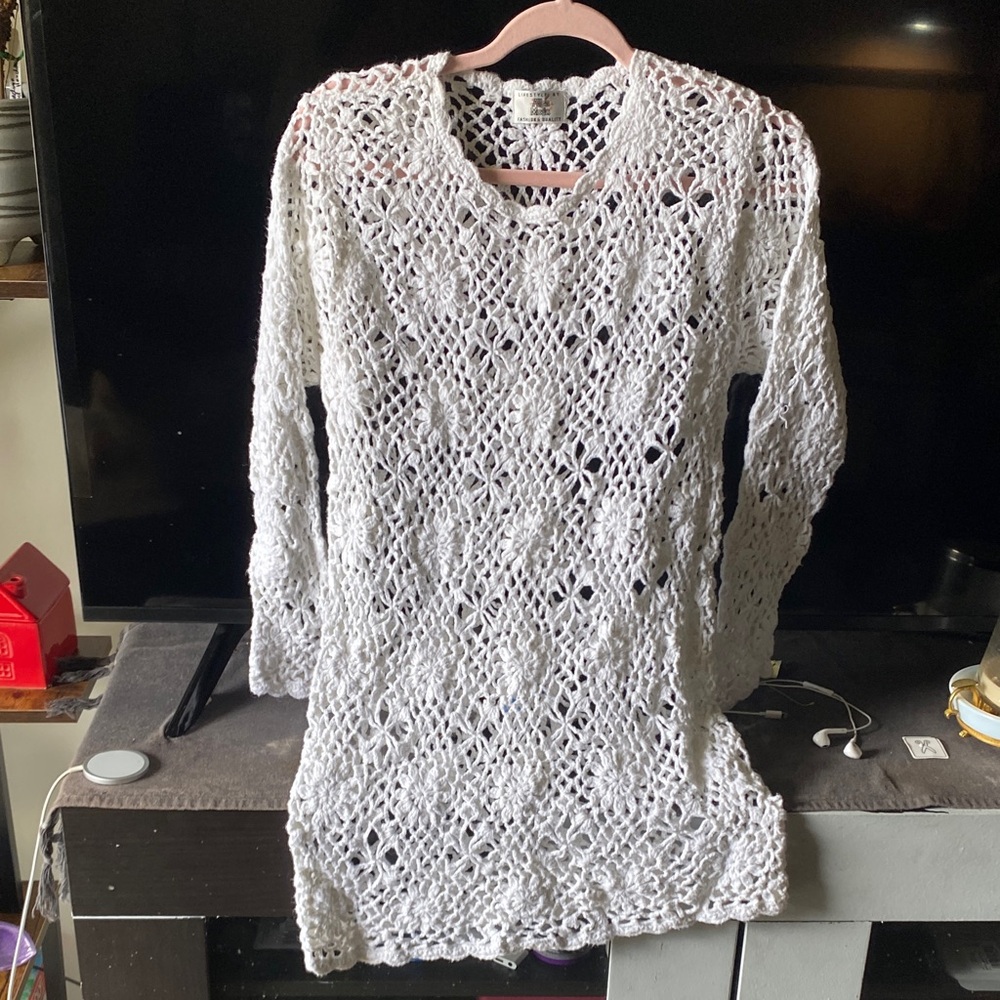 White Crochet Knit Top